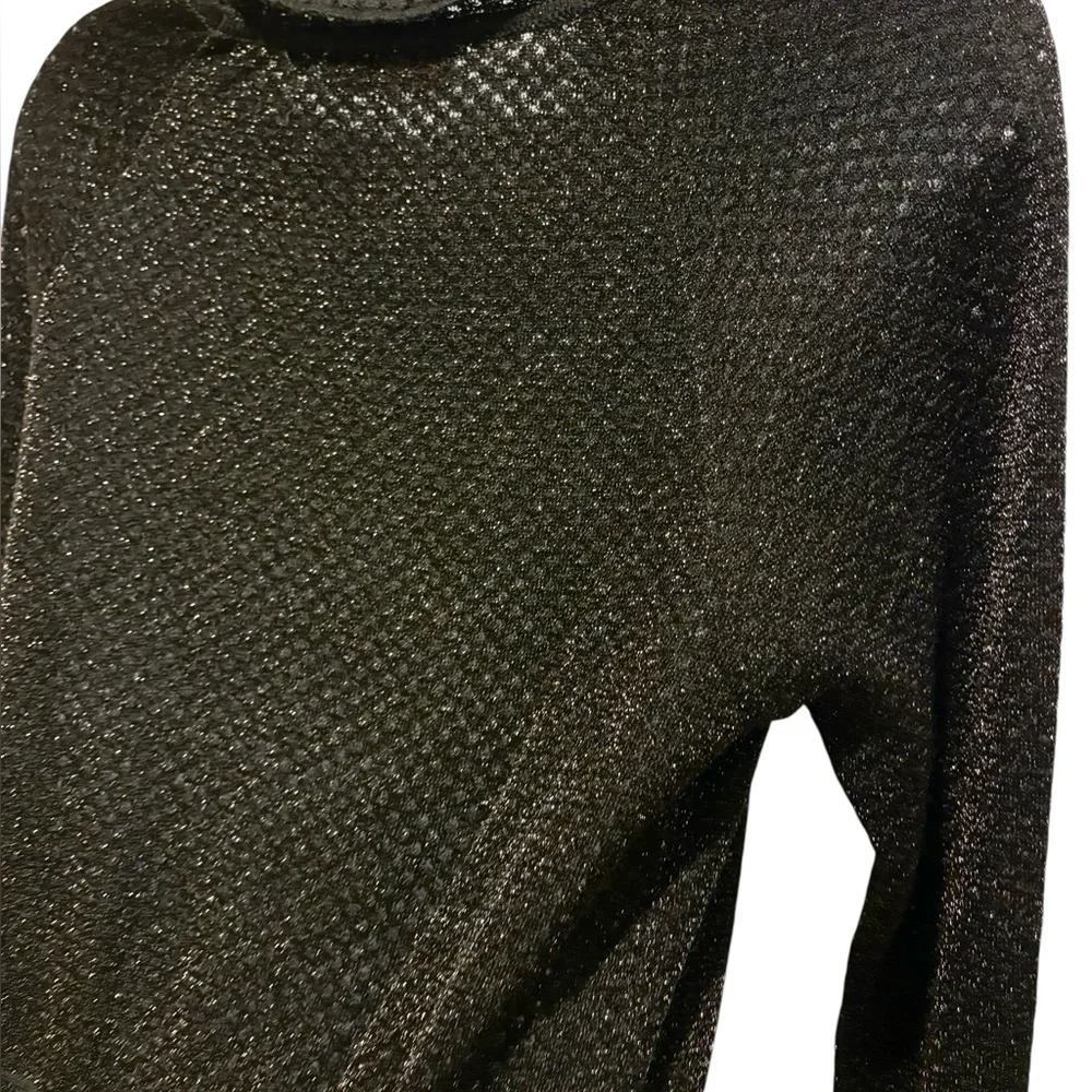 TORY BURCH Isabelle Long Sleeve Metallic Fit & Flare Dress Black Size Small